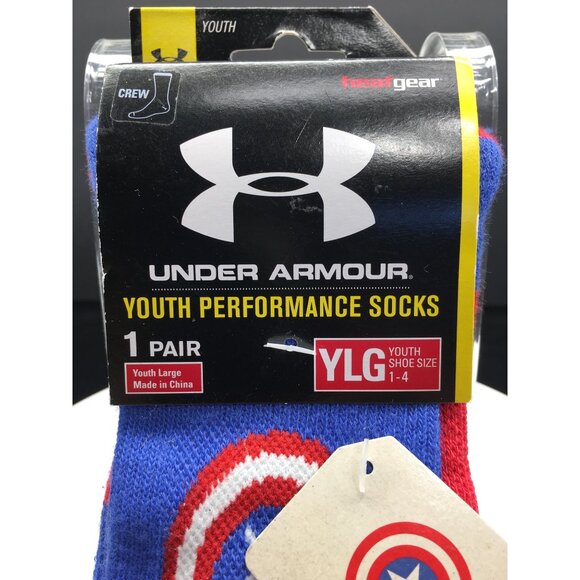 Under Armour Marvel Performance Socks Captain America Youth Size 1-4 - NEW - Picture 3 of 12